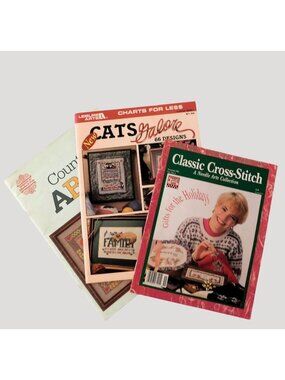 Set Of 3 Classic Cross-Stitch Country ABCs Cats Galore Holiday Designs